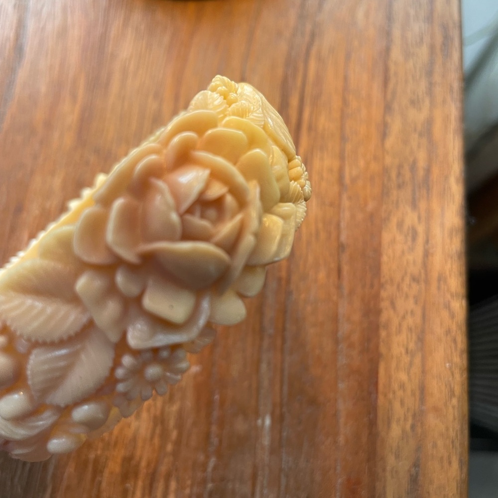 Cream bone carved  Bangle Bracelet